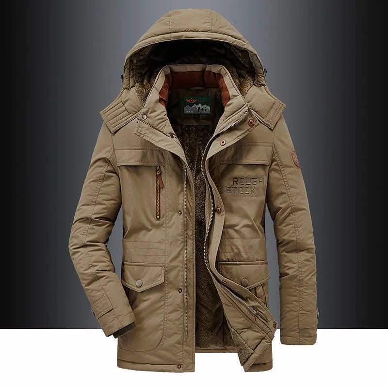 Men's Padded Jacket with Detachable Hood and Fleece Lining - J&B; - 7 - Elvaroza.com