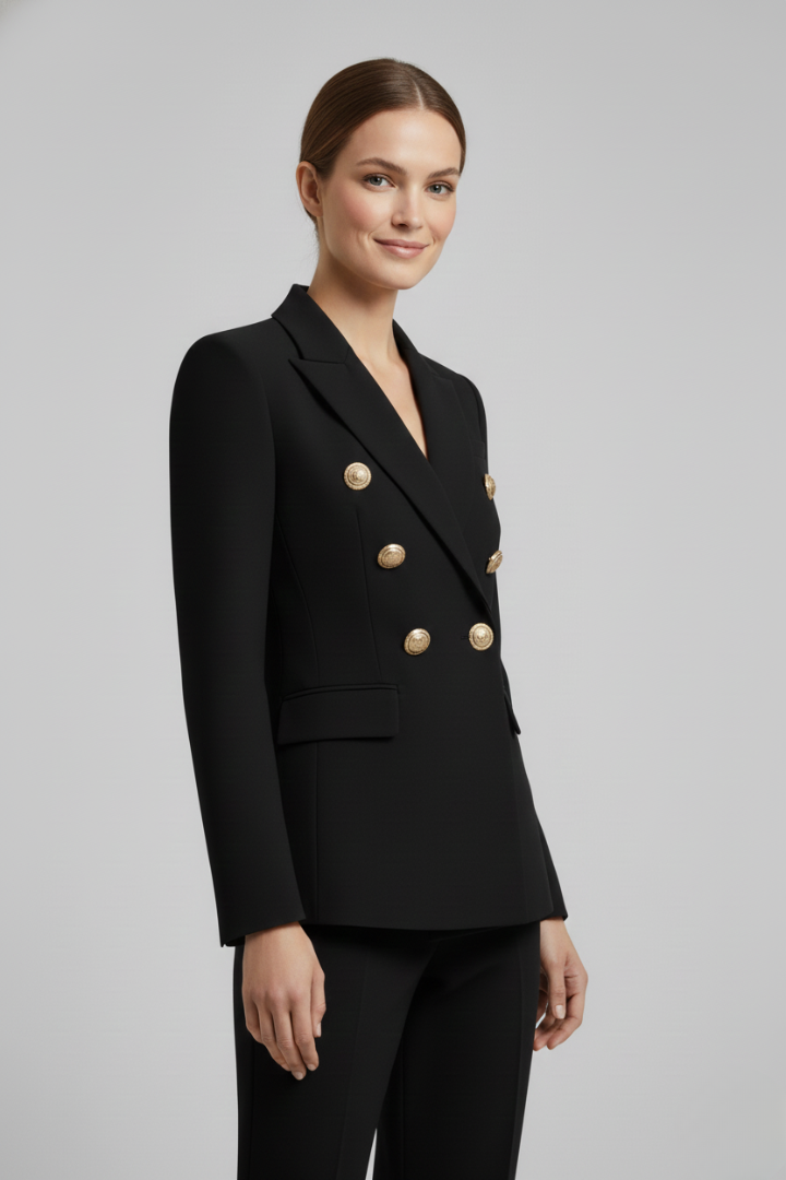 Women's blazer with a double-breasted placket and gold-colored buttons - J&B; - 7 - Elvaroza.com