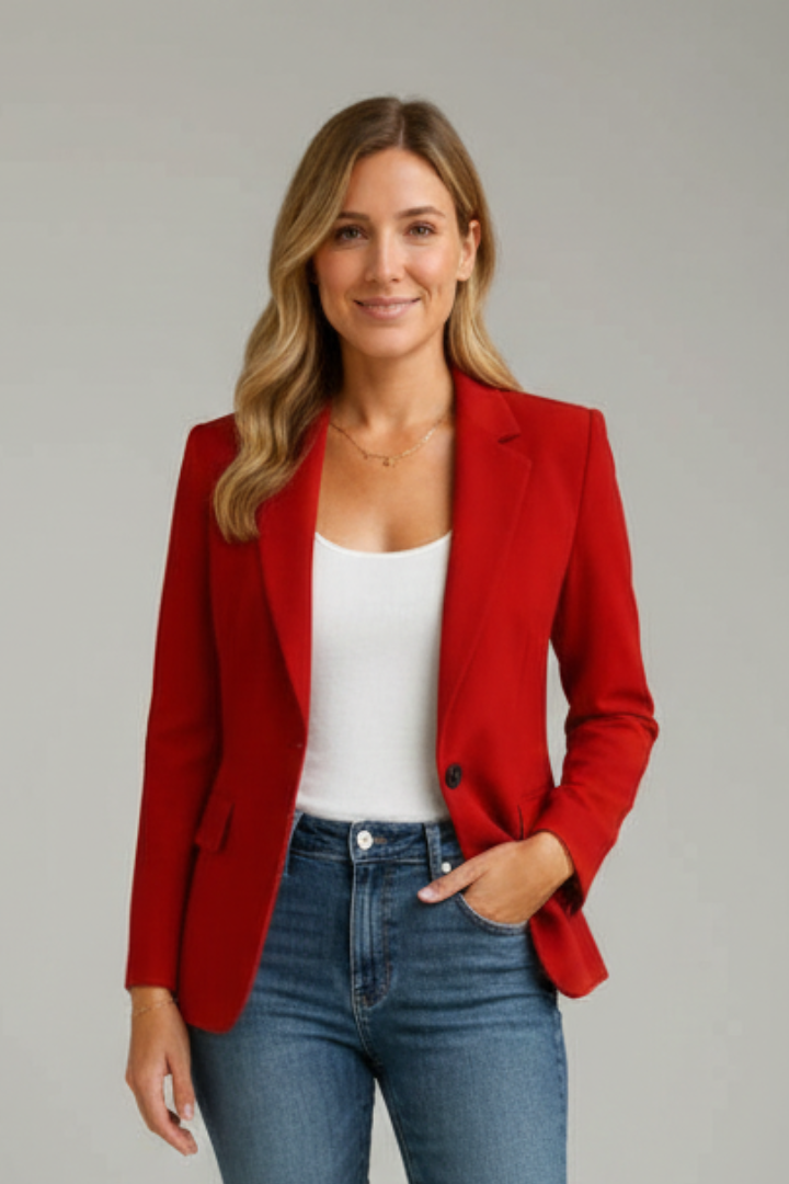 Women's Blazer with Drooping Lapels and One Button - J&B; - 6 - Elvaroza.com