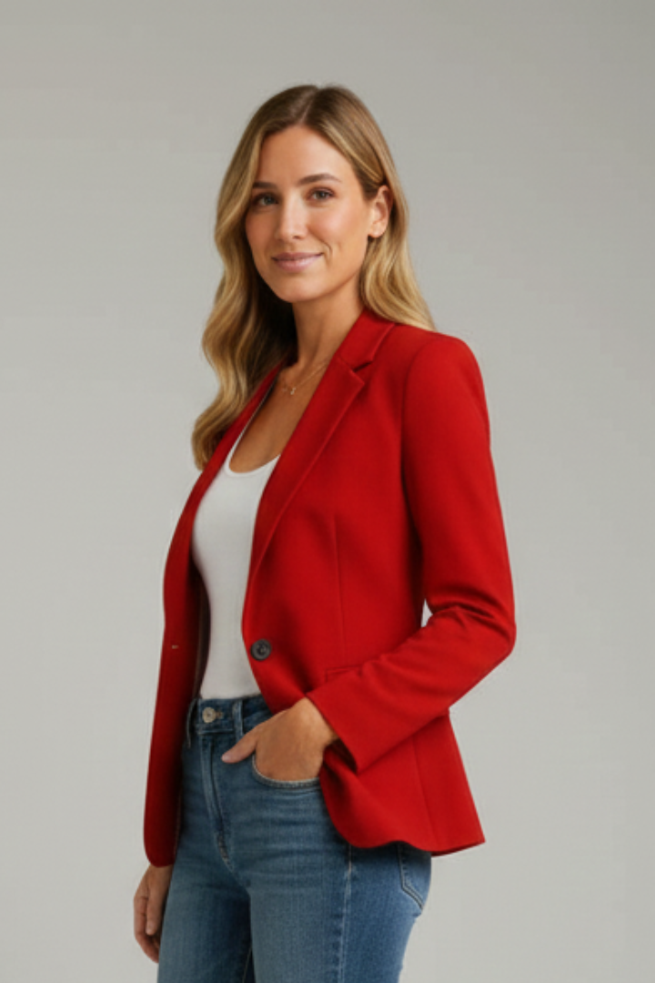 Women's Blazer with Drooping Lapels and One Button - J&B; - 1 - Elvaroza.com