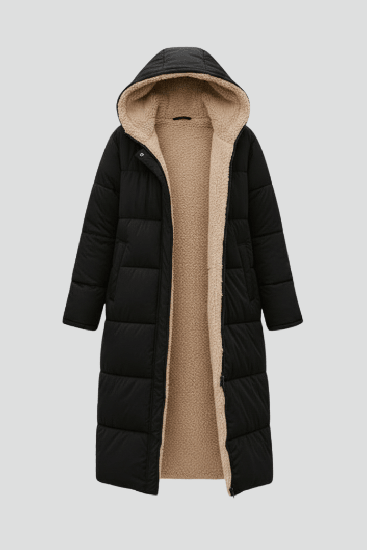 Women's Long Down Coat with Hood and Soft Lining - J&B; - 8 - Elvaroza.com