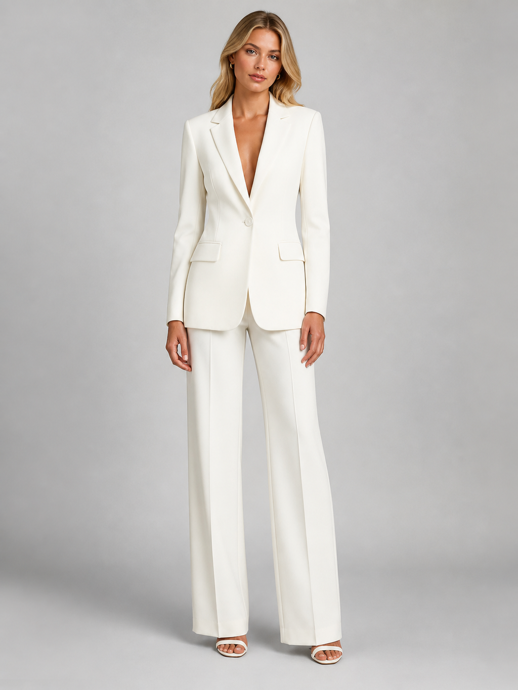 Women's Outfit: Fitted Blazer and Wide-Leg Pants - J&B; - 1 - Elvaroza.com