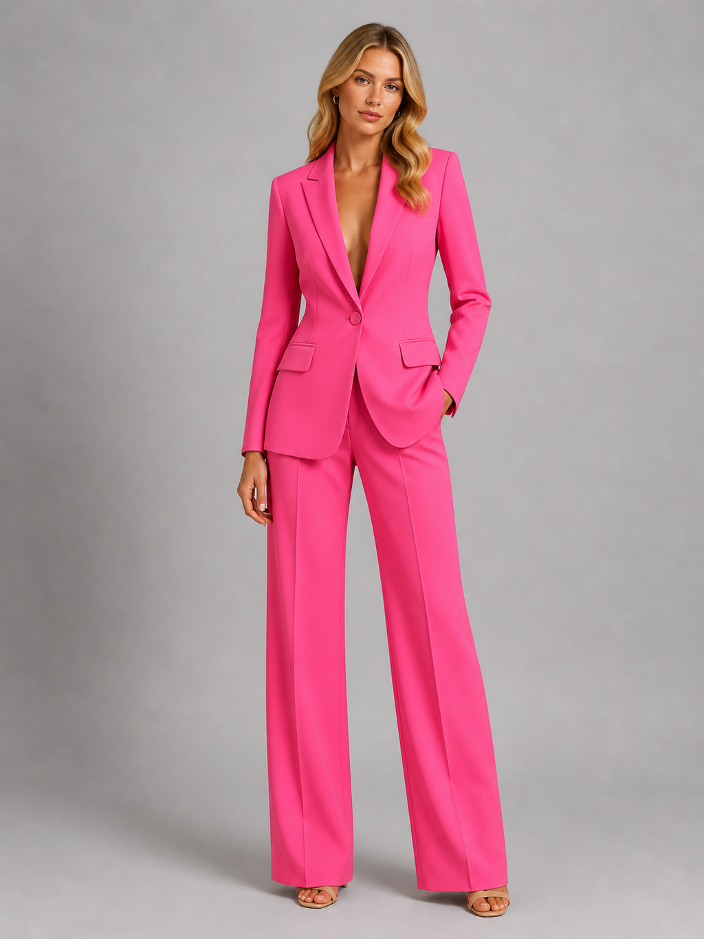 Women's Outfit: Fitted Blazer and Wide-Leg Pants - J&B; - 5 - Elvaroza.com