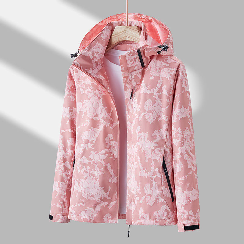 Women's Windbreaker with Hood and Floral Pattern - J&B; - 1 - Elvaroza.com