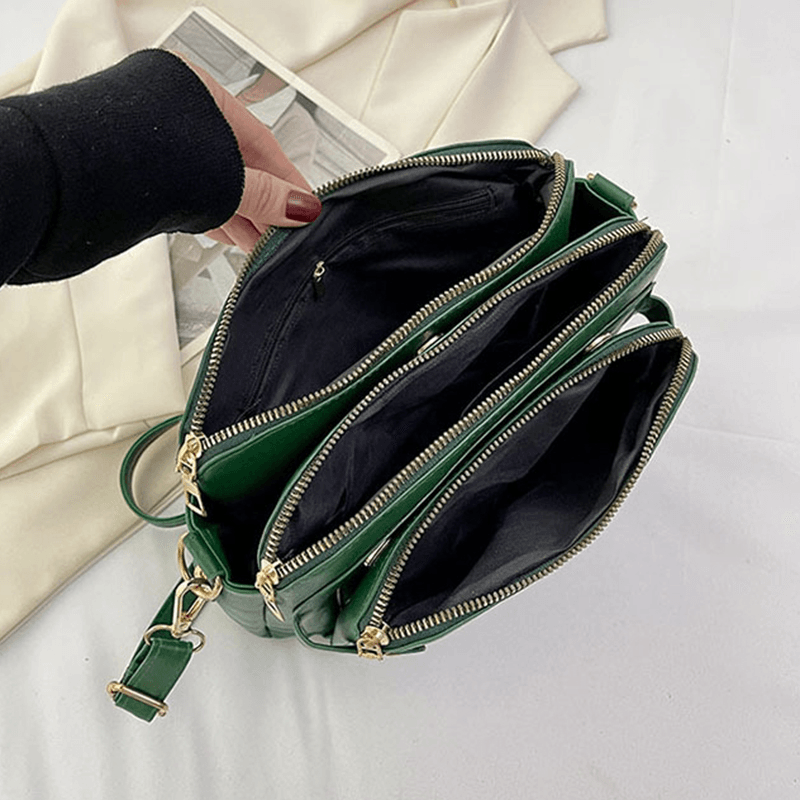 NoirVault Leather Crossbody Shoulder Bag