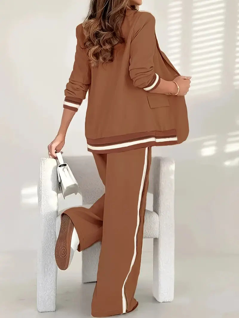 Set featuring a blazer and wide-leg pants for women with a sporty touch - J&B; - 9 - Elvaroza.com