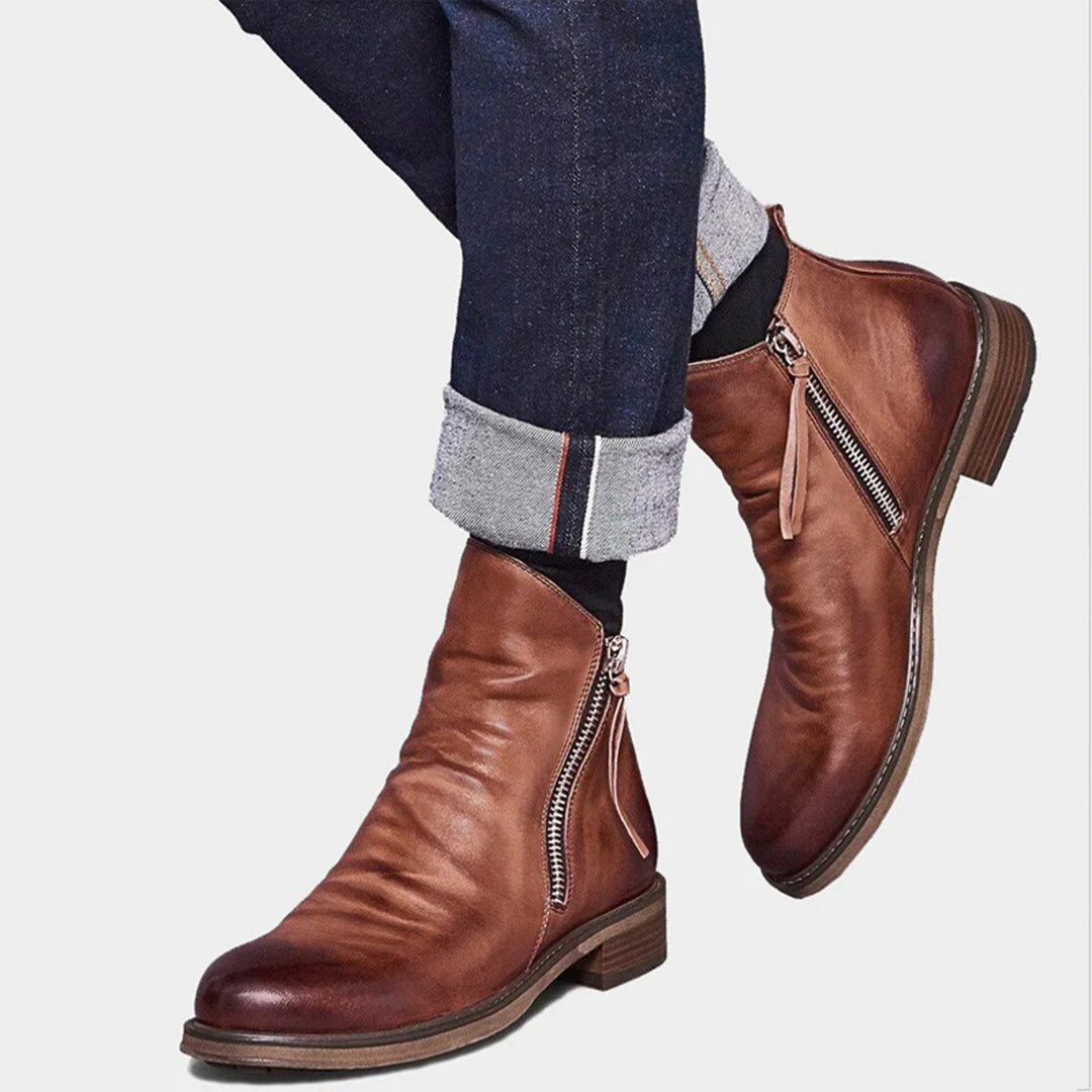 Men's Ankle Boots with a Zipper and a Soft Fit - J&B; - 5 - Elvaroza.com
