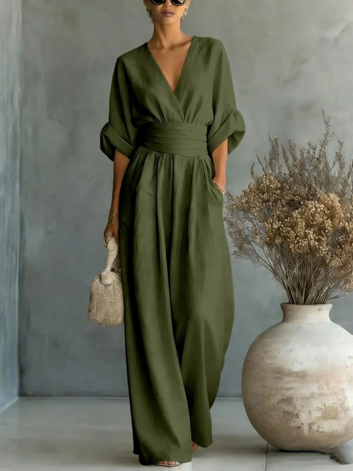 Annemarie – Elegant Deep V-neck Jumpsuit - Image 3