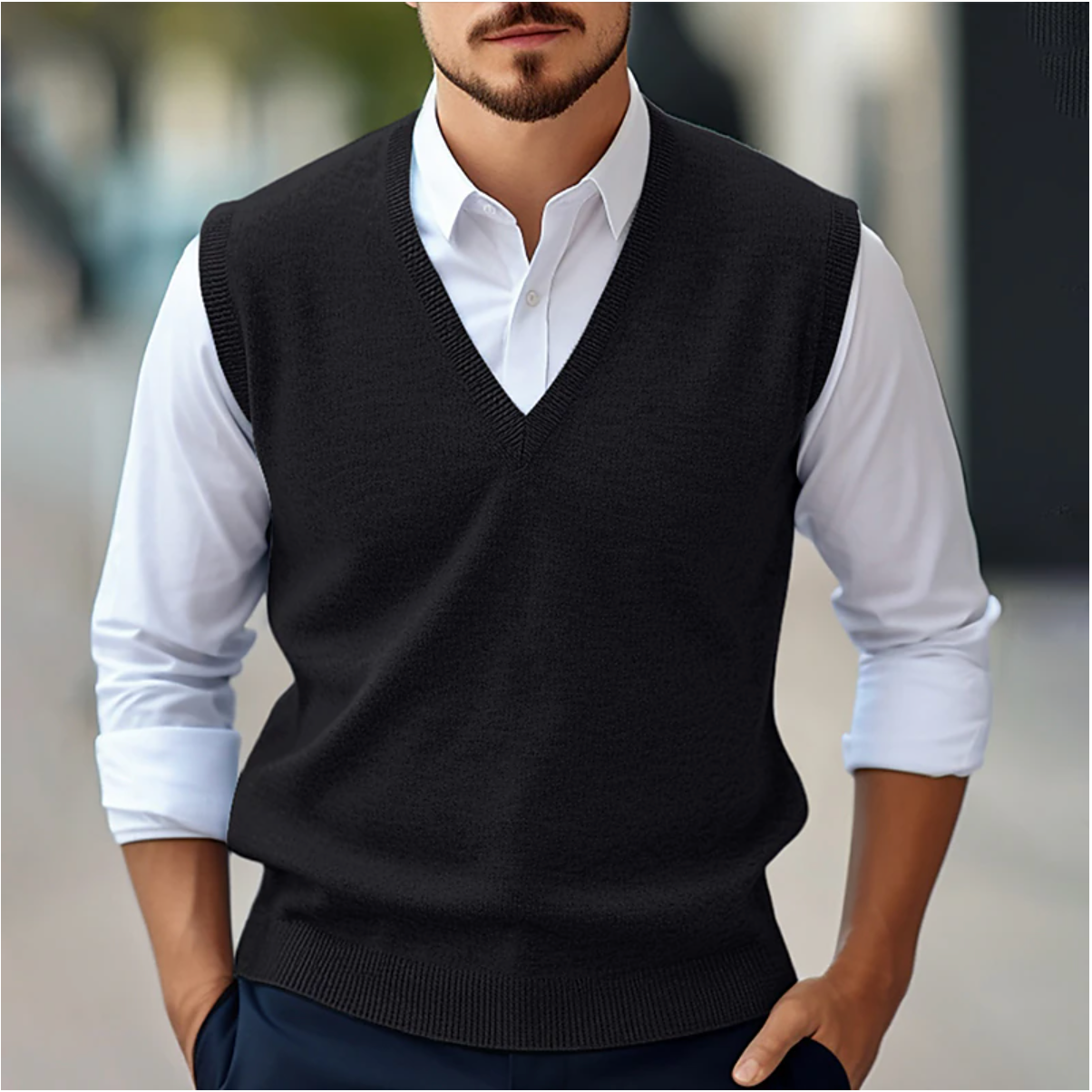 Lukas – Classic V-Neck Sweater Vest - Image 5