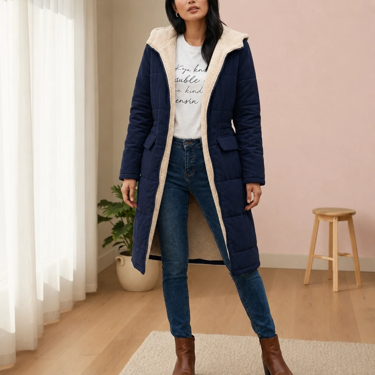 Women's Long Puffer Jacket with Hood and Cozy Lining | E&R - 11 - Elvaroza.com
