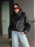 Women's Oversized Jacket with High Collar and Unique Button Detail | E&R - 1 - Elvaroza.com