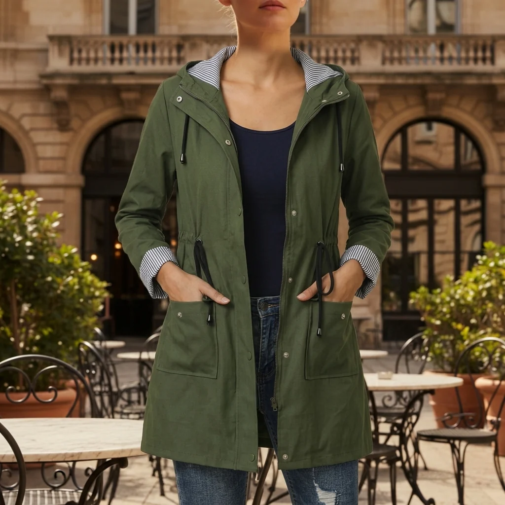 Women's Jacket with Drawstring and Hood | Adjustable Fit | E&R - 4 - Elvaroza.com