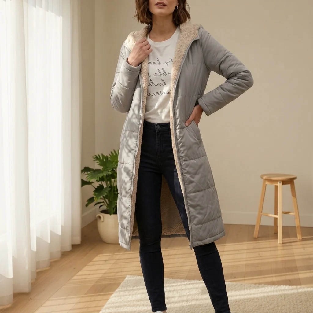 Women's Long Puffer Jacket with Hood and Cozy Lining | E&R - 12 - Elvaroza.com