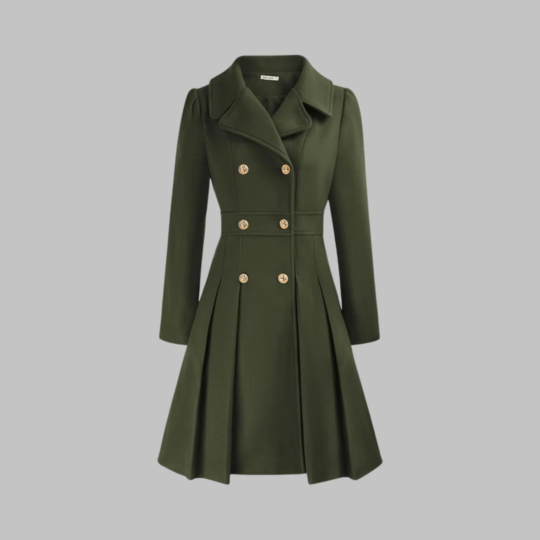 Women's coat with flared skirt and double-breasted closure | E&R - 1 - Elvaroza.com