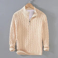 Men's Cable-Knit Sweater with Zipper and Ribbed Hem | E&R - 1 - Elvaroza.com