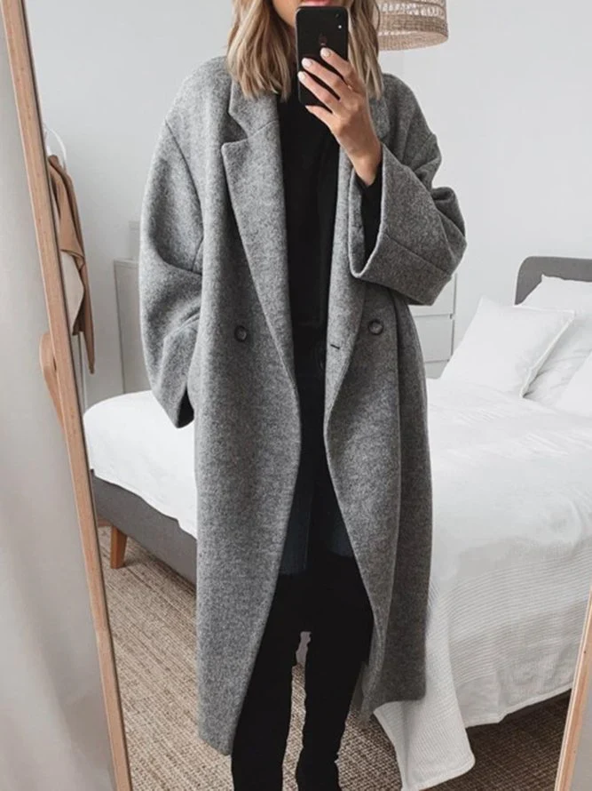 Women's coat in a relaxed fit with a double-breasted closure | E&R - 1 - Elvaroza.com