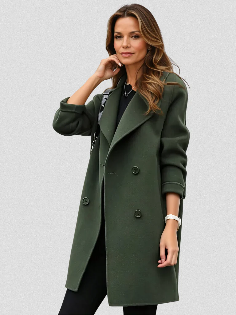 Women's Double-Breasted Coat with Oversized Lapels | E&R - 1 - Elvaroza.com