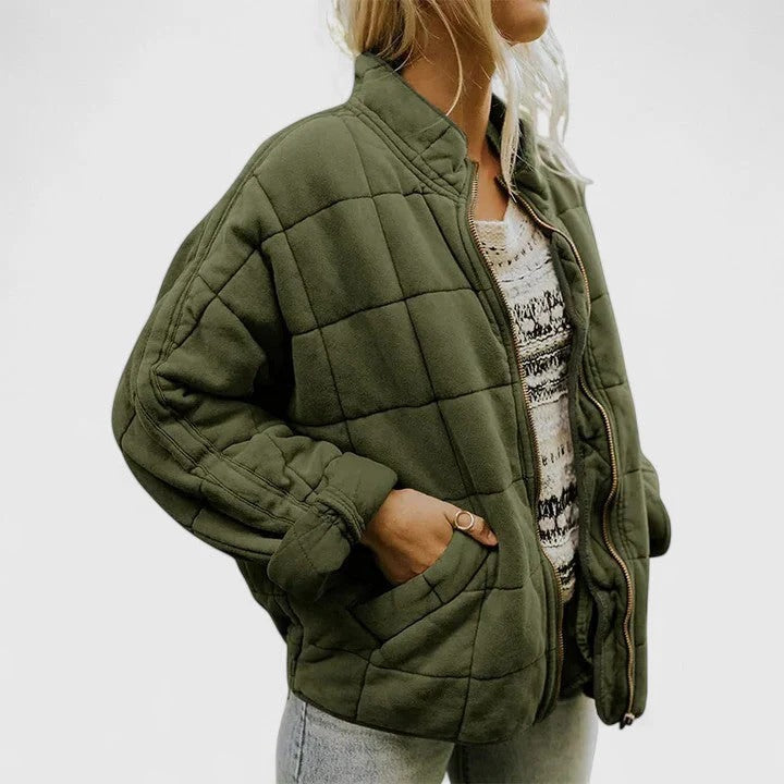 Quilted women's jacket with a relaxed fit and zipper | E&R - 1 - Elvaroza.com