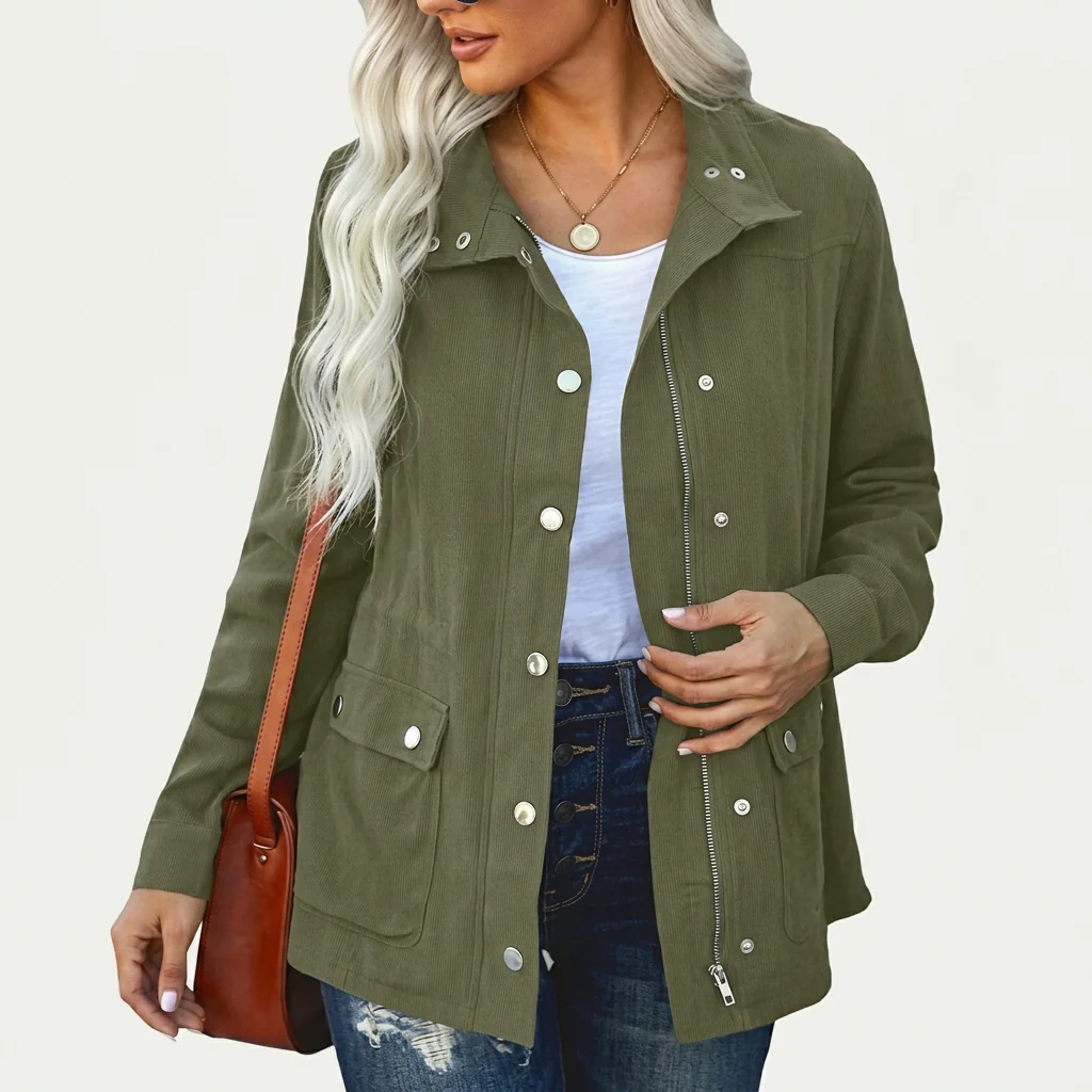 Women's Utility Jacket, relaxed fit with snap closure | E&R - 2 - Elvaroza.com