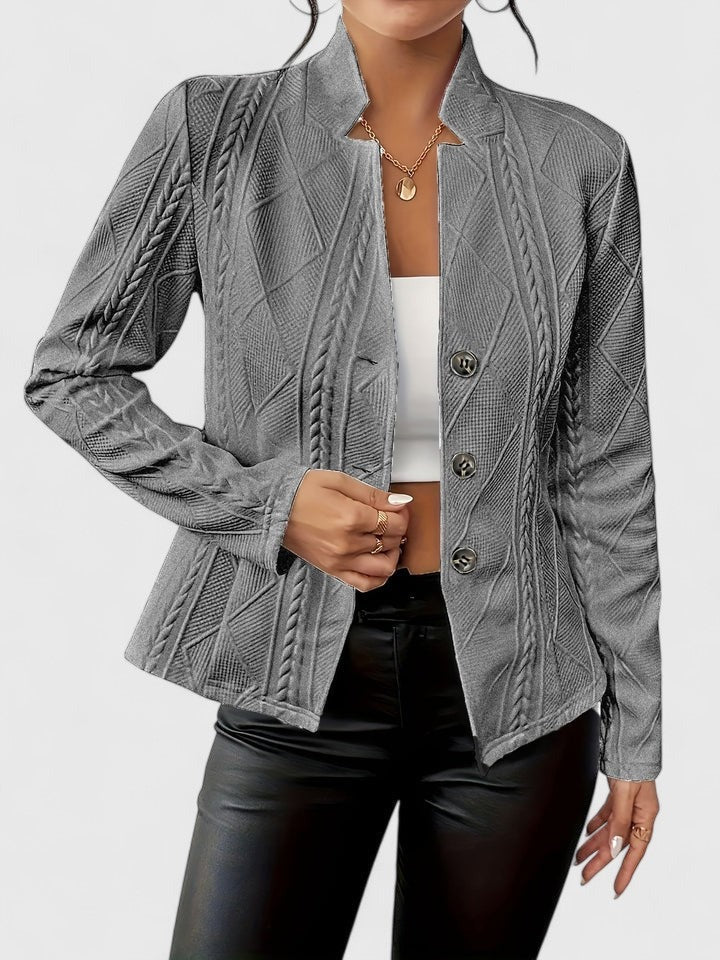 Women's Jacket with Quilted Design and Button Closure | E&R - 2 - Elvaroza.com