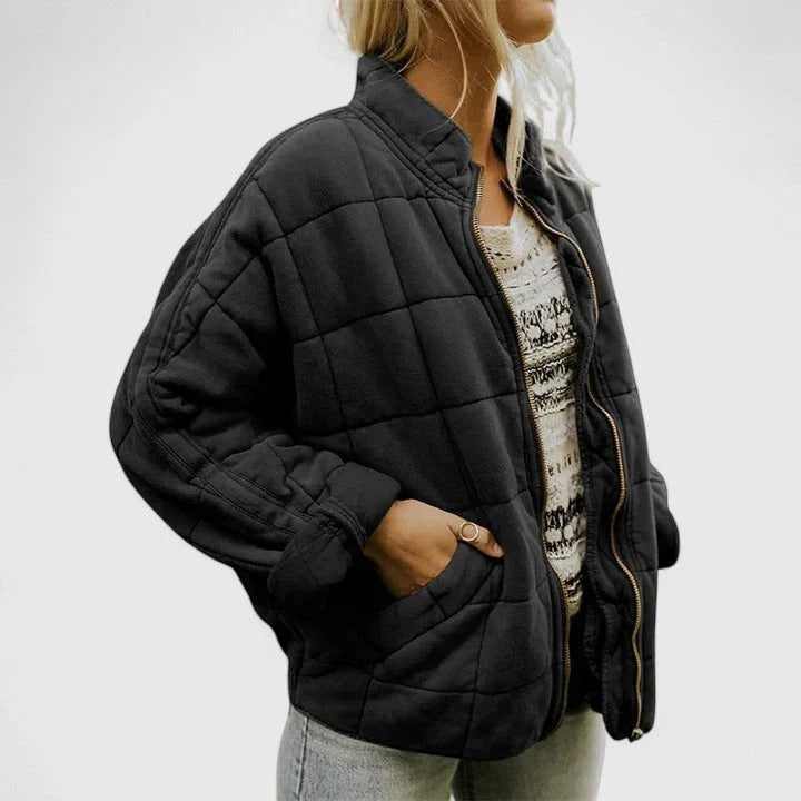 Quilted women's jacket with a relaxed fit and zipper | E&R - 2 - Elvaroza.com