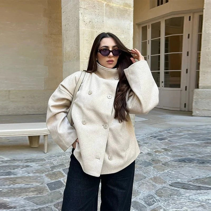 Women's Jacket with High Collar and Relaxed Fit | E&R - 3 - Elvaroza.com