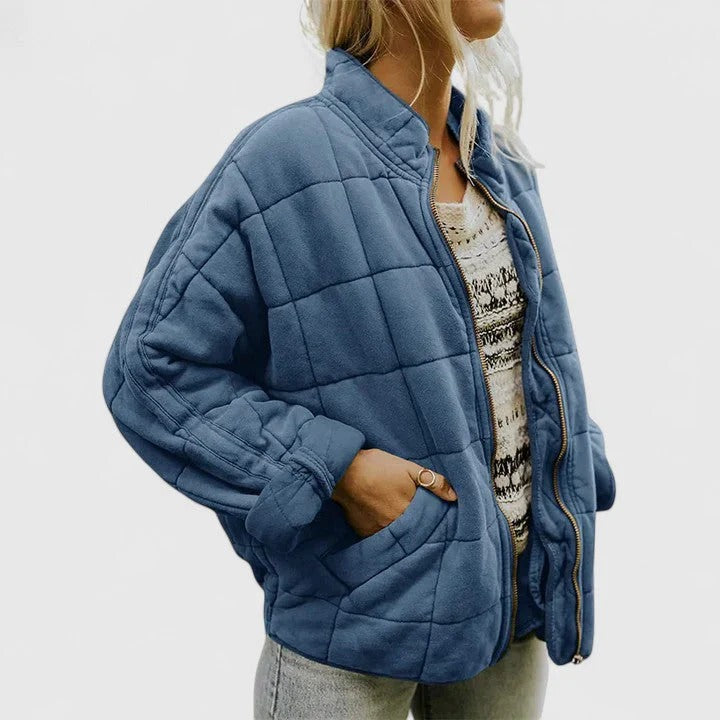 Quilted women's jacket with a relaxed fit and zipper | E&R - 3 - Elvaroza.com