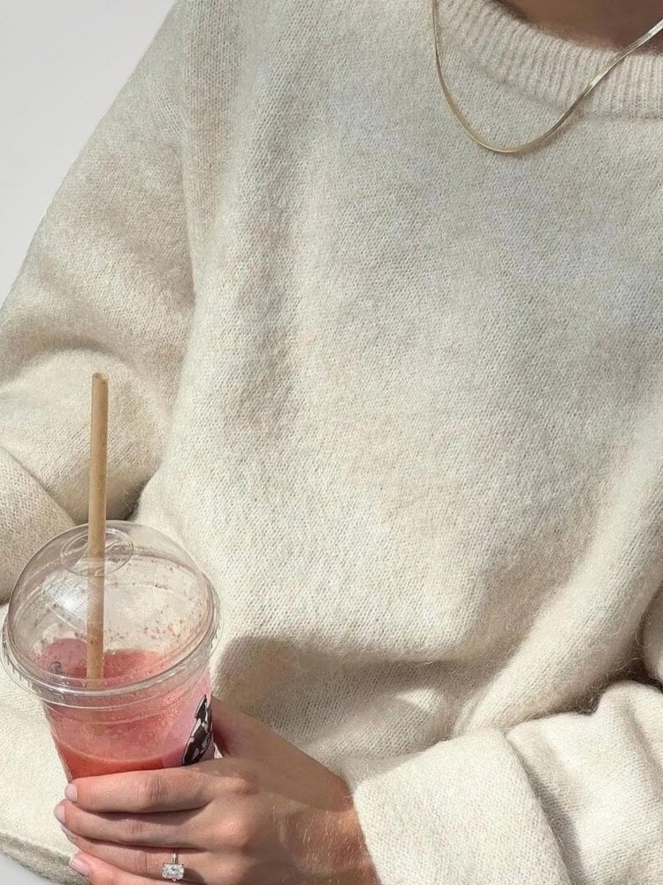 Women's Oversized Sweater with Relaxed Fit and Rolled Cuffs | E&R - 2 - Elvaroza.com