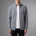 Men's Cable Knit Jacket with Stand-Up Collar | E&R - 5 - Elvaroza.com