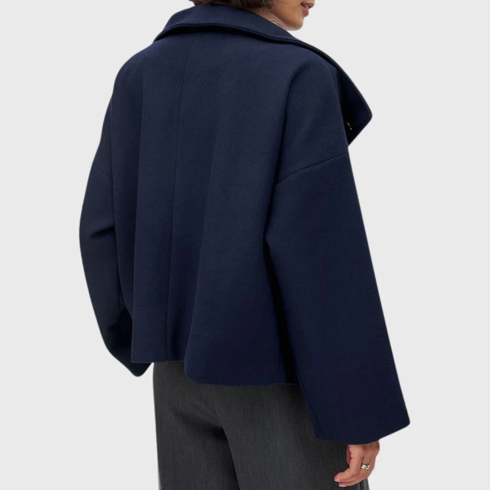 Women's double-breasted jacket with wide lapels and relaxed fit | E&R - 6 - Elvaroza.com