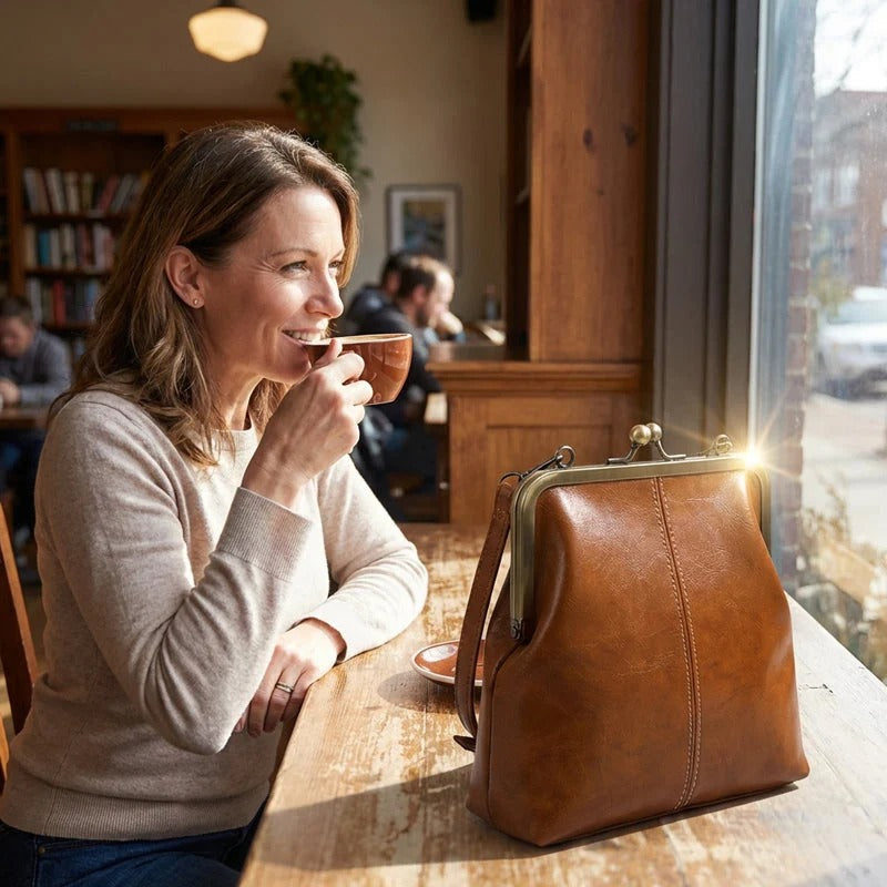 Women's Handbag with Elegant Frame and Textured Design | E&R - 7 - Elvaroza.com