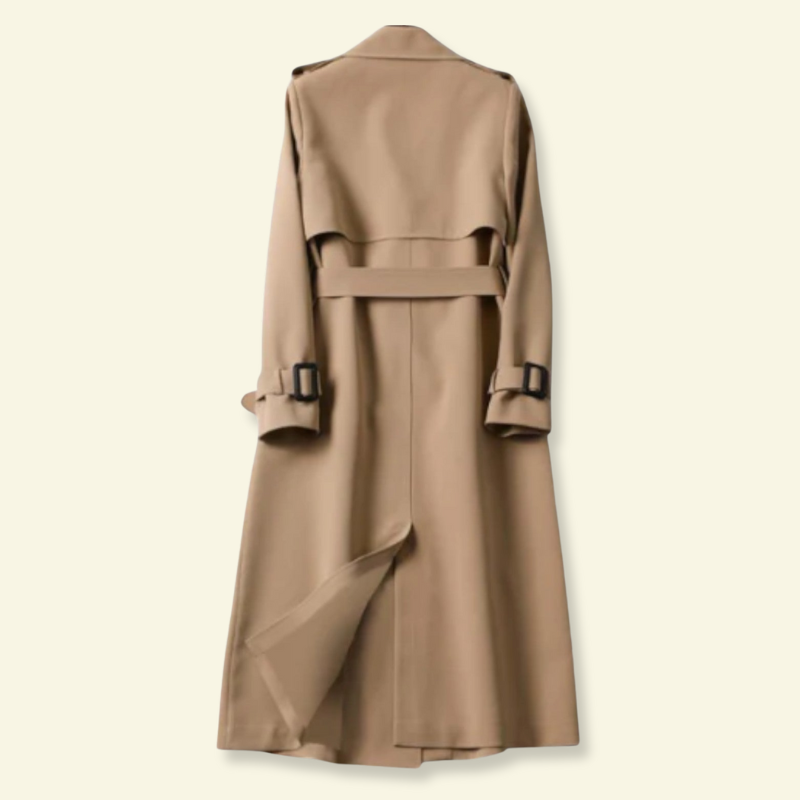 Long trench coat for women with a belt at the waist - J&B; - 4 - Elvaroza.com