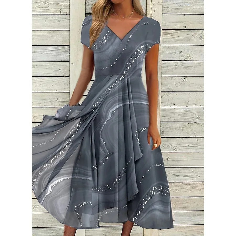 Britta – Women Floral Print  V-neck Dress - Image 2
