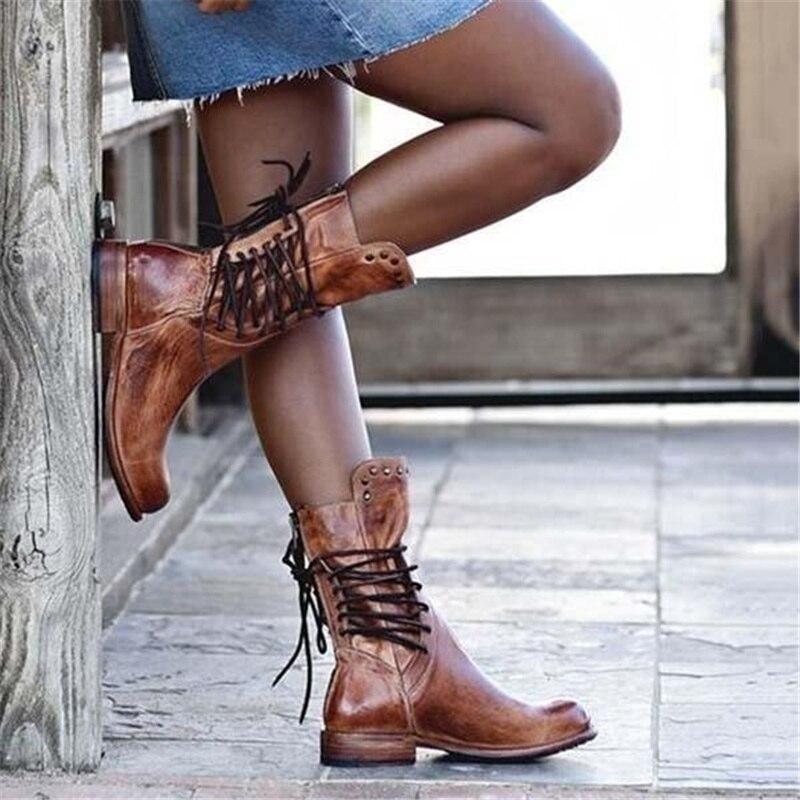 Women's Lace-Up Ankle Boots with Studs - J&B; - 5 - Elvaroza.com