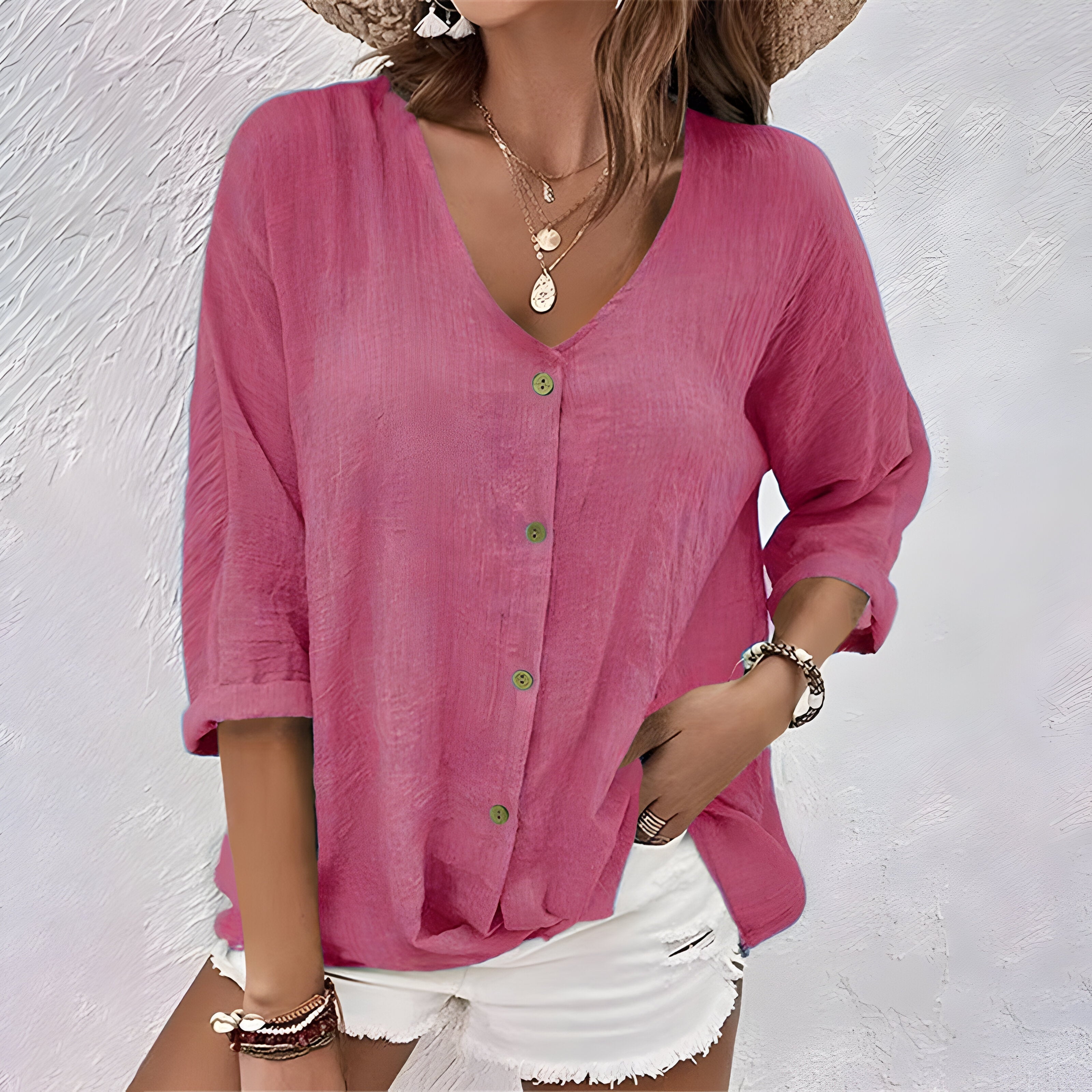 Leni – Women Button-Up Summer Blouse - Image 5