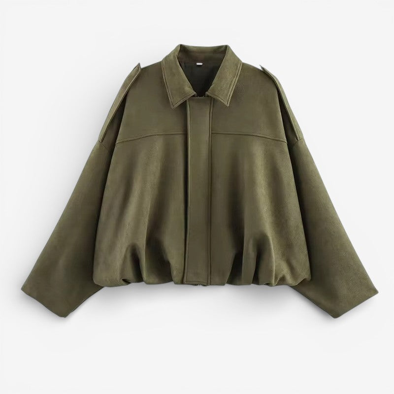 Cropped Jacket Women's with Relaxed Fit and Button Closure - Image 7