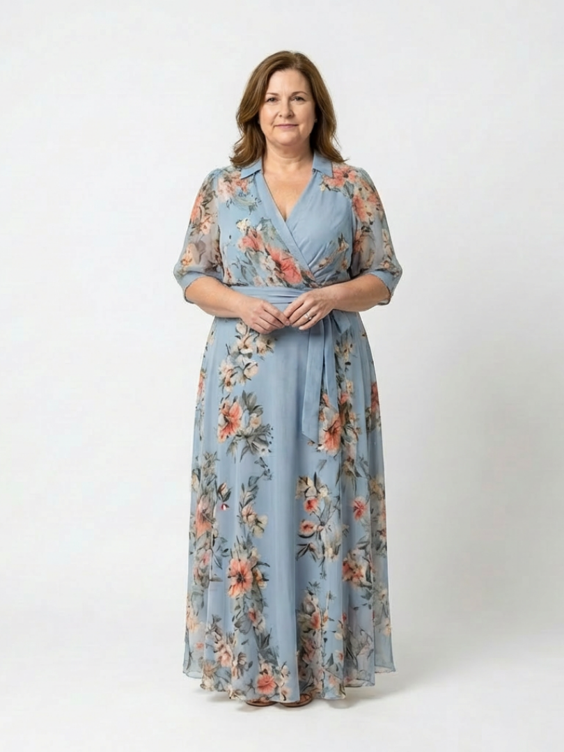 Greta – Women Floral Wrap Maxi Dress - Image 4